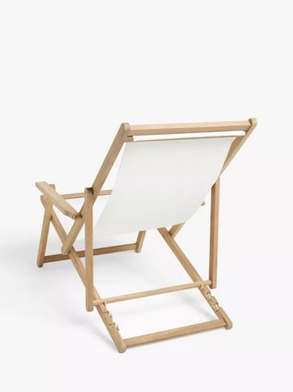 Acacia Wood Deck Chair Frame & Sling, Natural/White