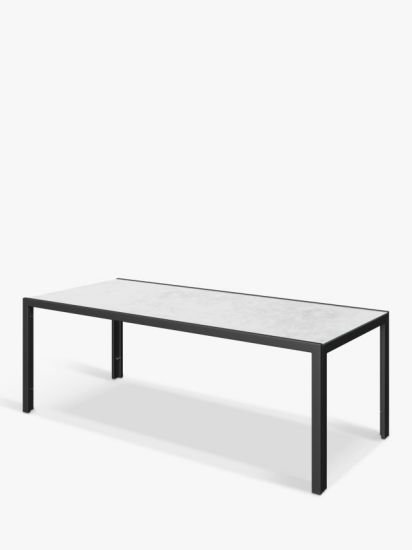 Ceramic-Effect Glass Top 8-Seat Garden Dining Table, Grey