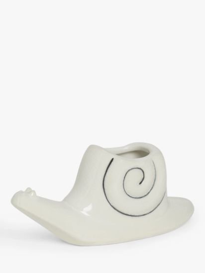 Stoneware Snail Planter, White