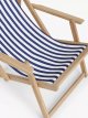 Acacia Chaise Frame and Striped Slings, Natural/Blue and White